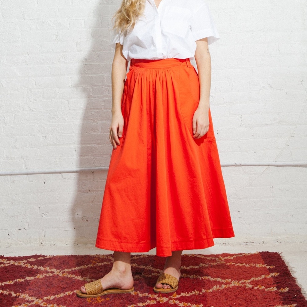 Steven Alan Red/Pink Margot Midi Skirt